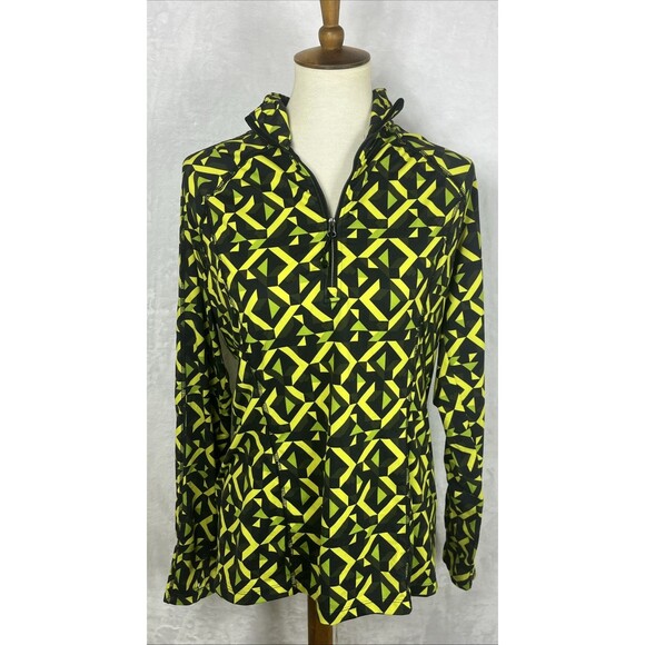 Obermeyer Tops - Obermeyer Women's Activewear Top 1/4 Zip Black Yellow Green Size Large